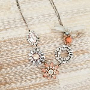 Peach and Silver Statement Necklace